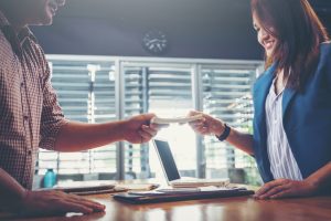 Customer is receiving money from moneylender