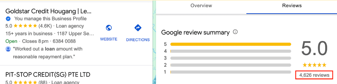 reviews on Goldstar Credit Hougang