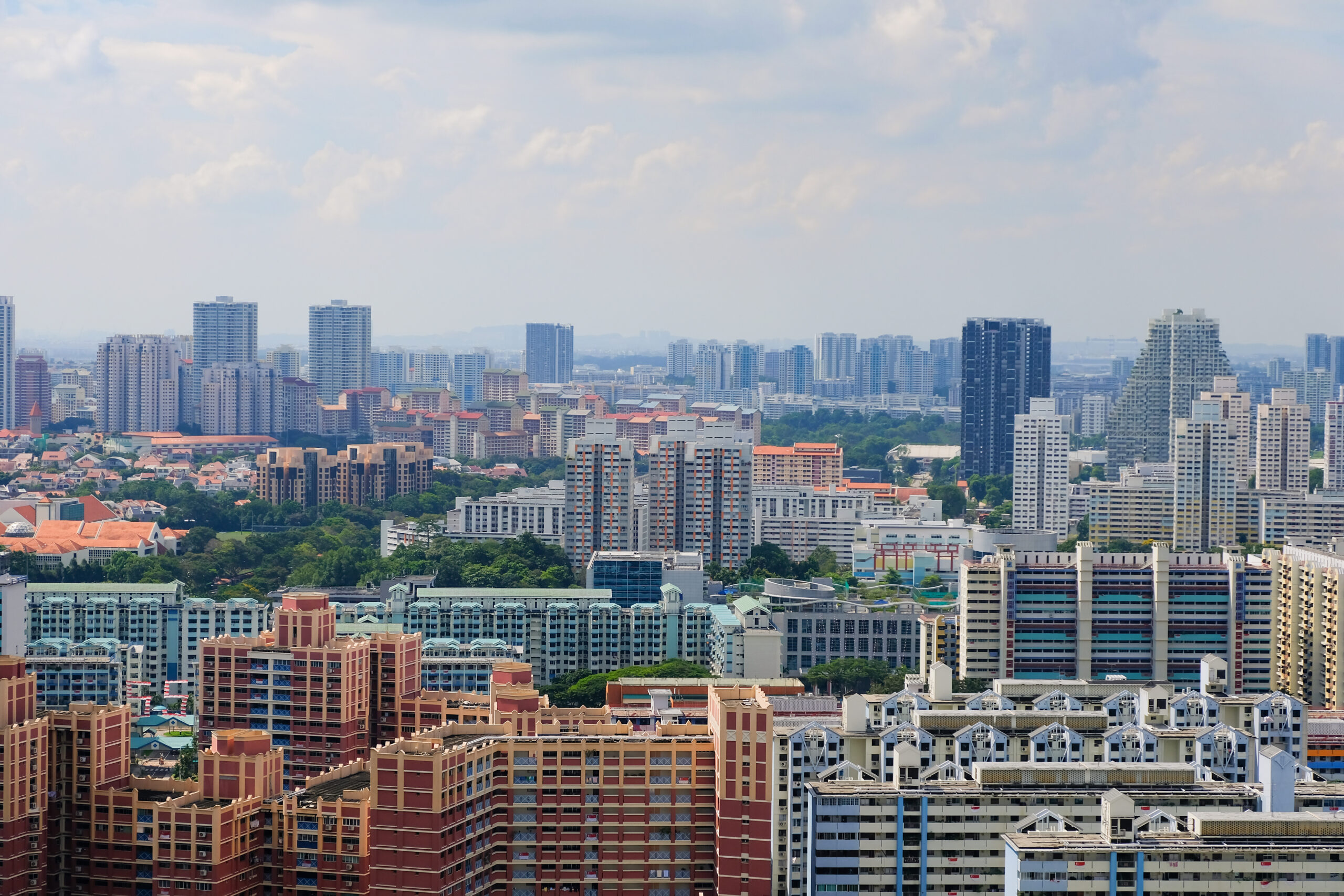 A bird’s eye view of the abundant HDB flats in Toa Payoh Central at daytime