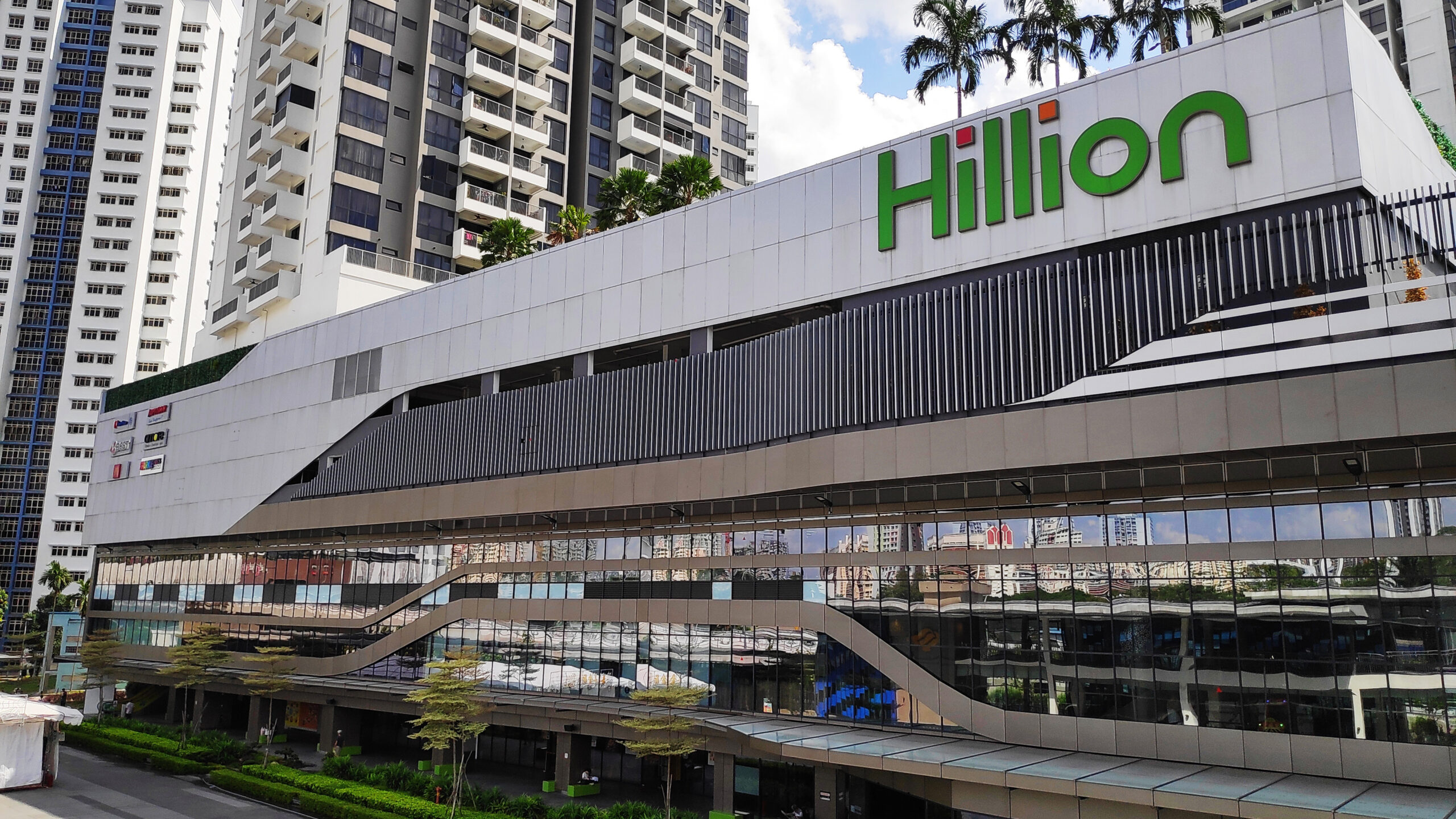 A close-up shot of Hillion Mall in the Bukit Panjang area