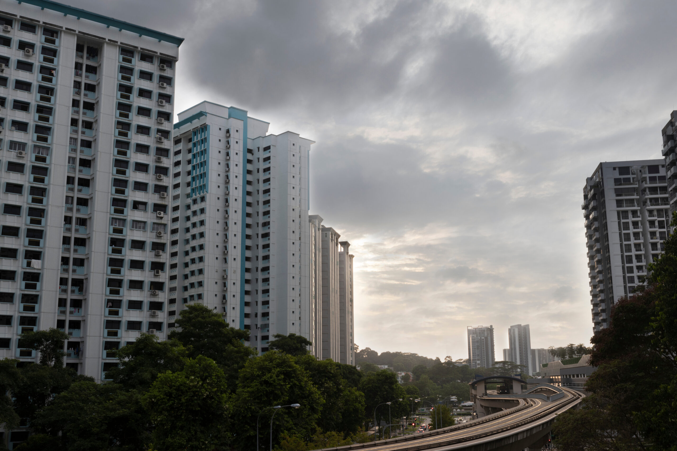A landscape snapshot of HDB apartments and LRT tracks in Bukit Panjang