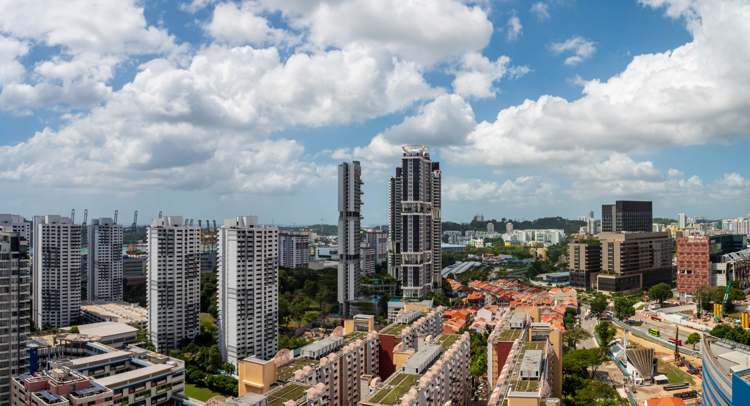Aerial shot of Singapore’s CBD district in the Tanjong Pagar area