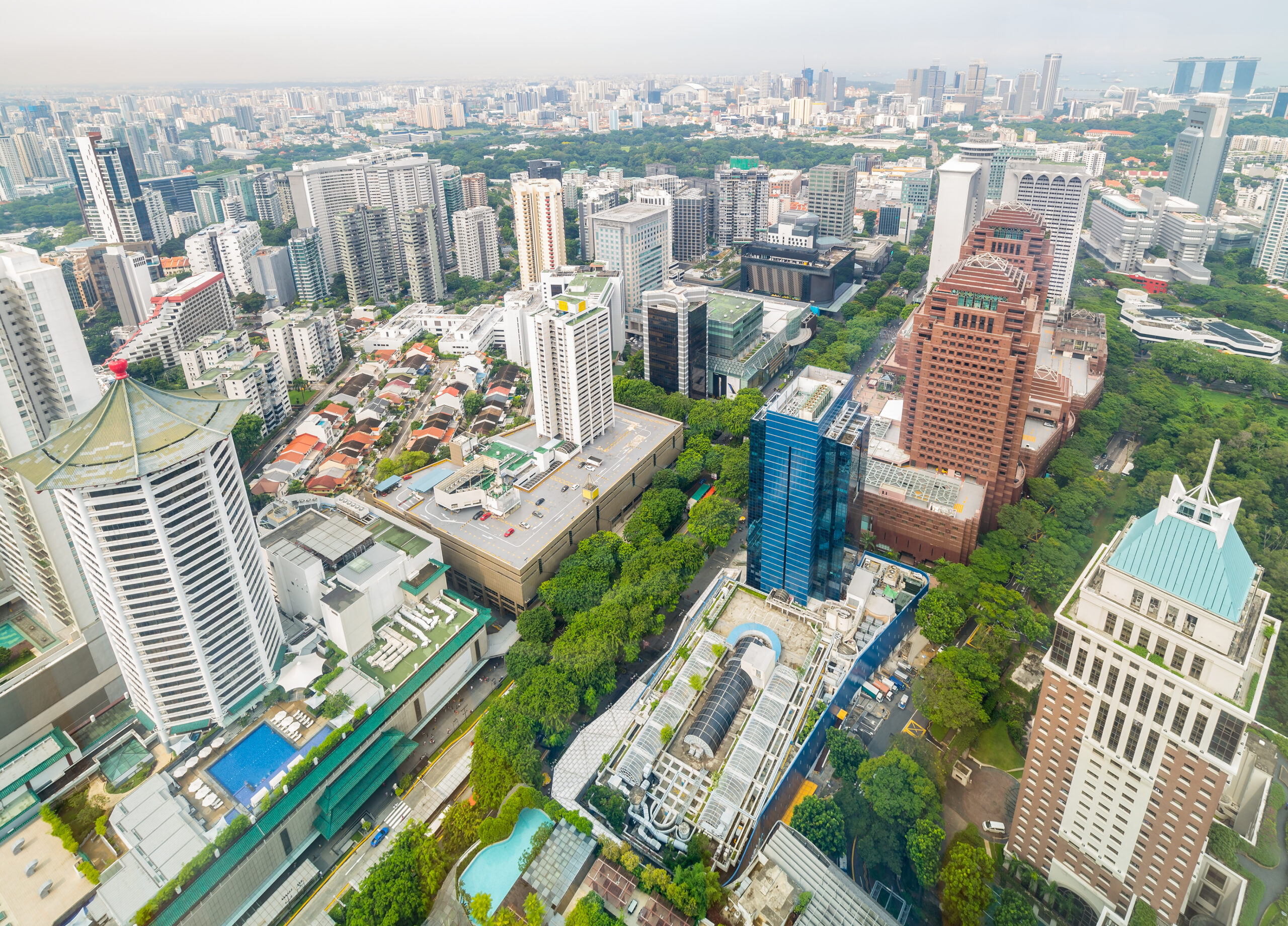 An aerial shot of Orchard Road, the vibrant hub of Singapore’s metropolis