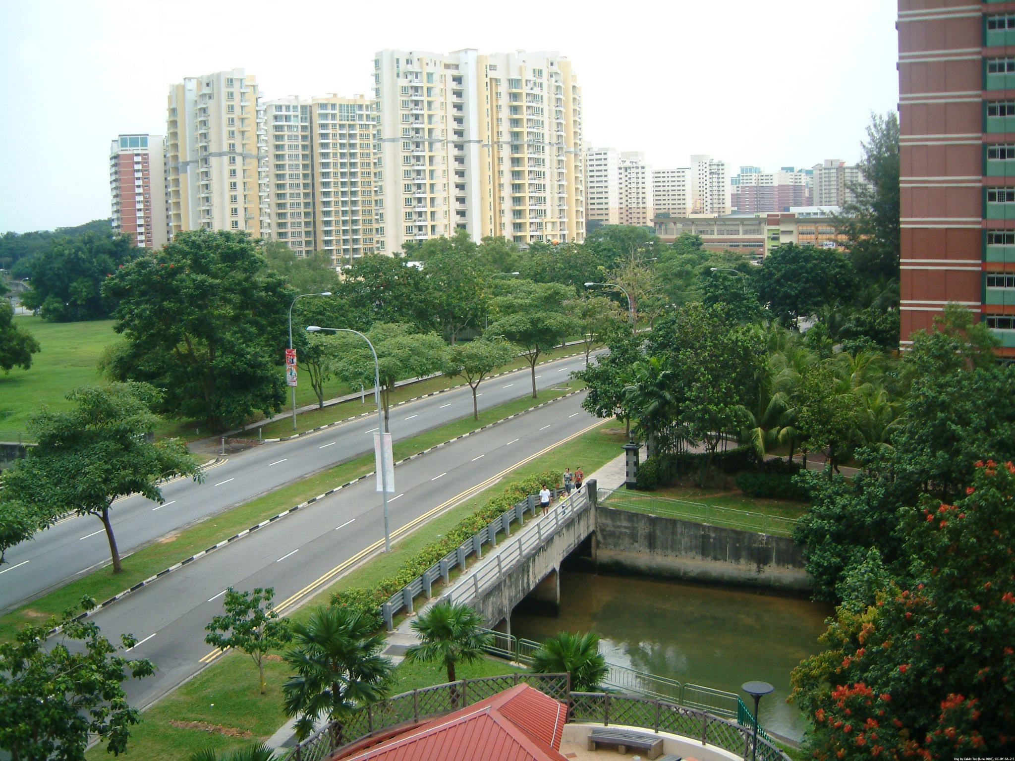 The roads and tranquil greenery within the vicinity of Pasir Ris Town