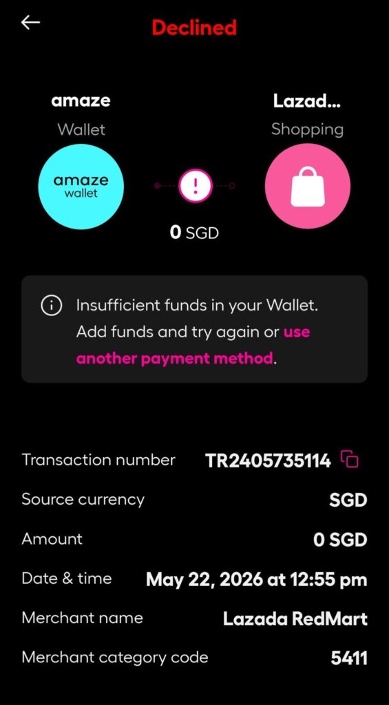 Amaze Card Declined